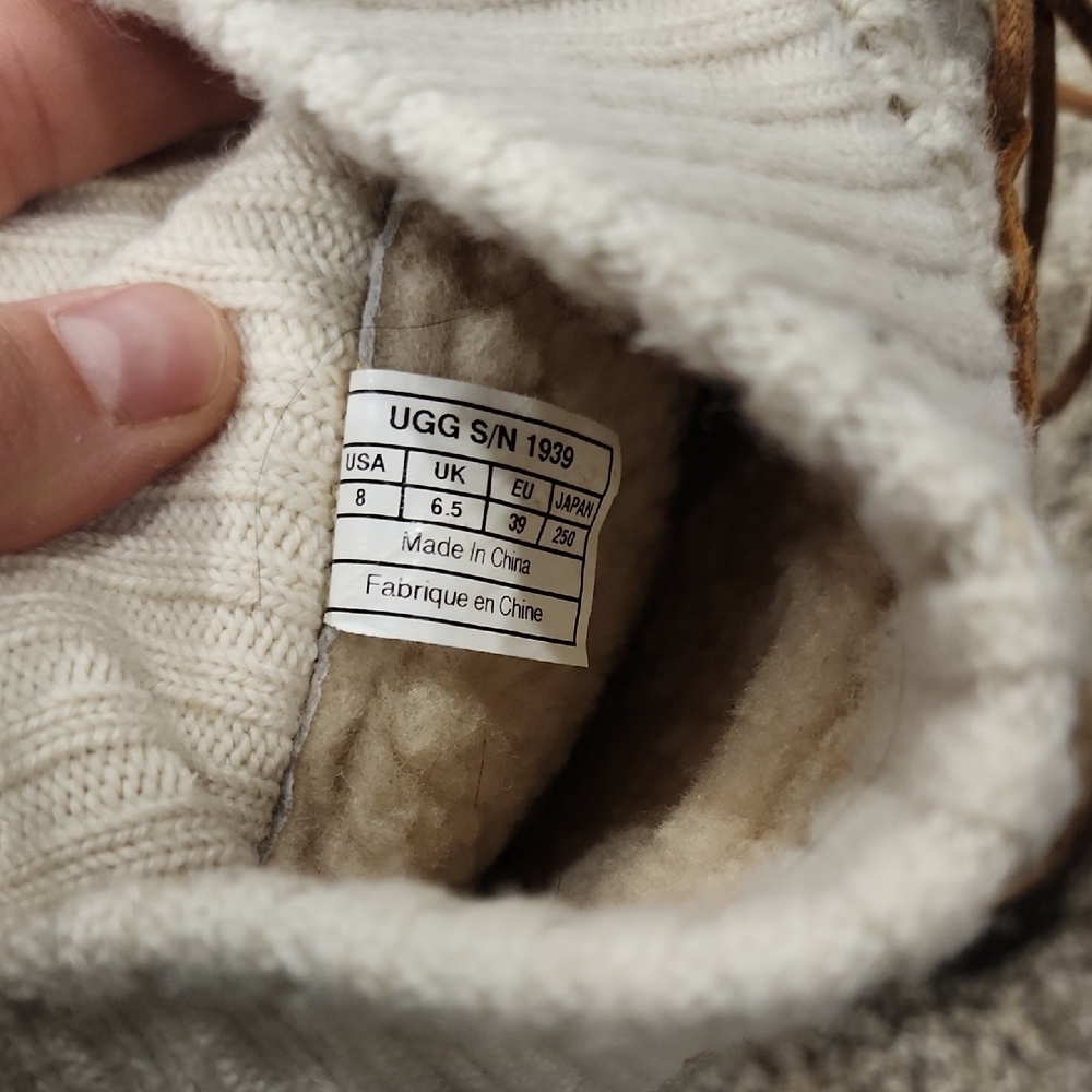 UGG Tan Boots with White Knit Accents - Picture 6 of 7